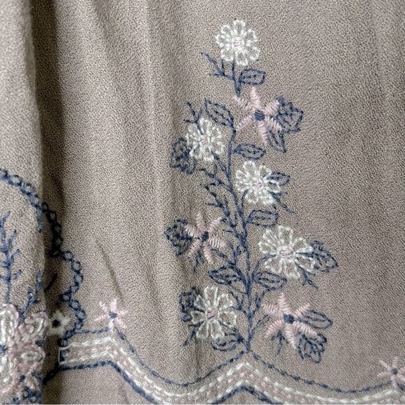 Time and Tru Brown Midi Dress with Blue Accents - Picture 10 of 15